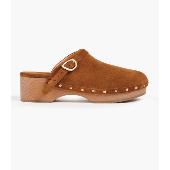 Ancient Greek Sandals Shoes - Ancient Greek Sandals Women's Brown Studded Suede Clogs Shoes - Size 40 EU / 9.5